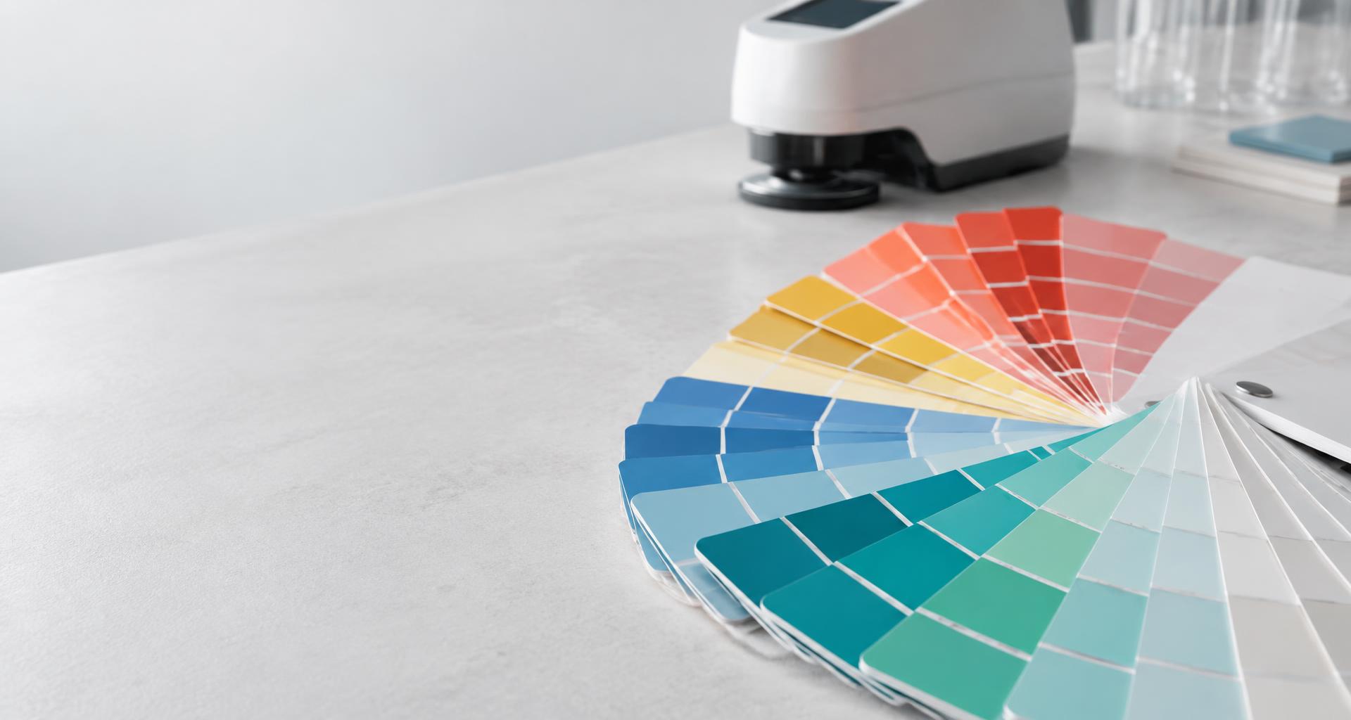 Campioni cromatici e spettrofotometro per la misura del colore